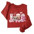 thumbnail image 1 of GA WEIHUA Saving,Cute Coffee Heart Graphic Sweatshirt Women Valentine's Day Sweatshirts Casual Long Sleeve Valentine Pullover Tops Holiday Girl Friend Gift T Shirt(Red,L), 1 of 8