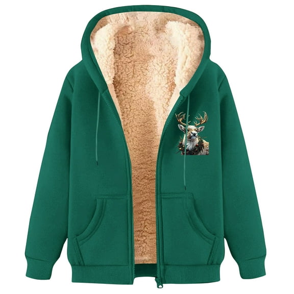 GA WEIHUA Saving,Men Zip Up Hoodies Sherpa Lined Fleece Thermal Jackets Full Zipper Winter Warm Casual Thick Coats Jacket Pockets(Green,M)