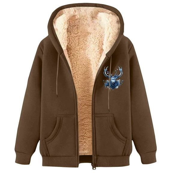 GA WEIHUA Saving,Men's Fleece Hoodie Zip Up Jackets Sherpa Lined Warm Winter Hooded Sweatshirt for Men with Pocket(Brown,XXL)