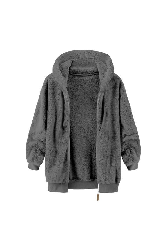 Saving,Men's Fuzzy Sherpa Hoodie Heavyweight Fleece Jacket Casual Warm Winter Jacket Casual Full Zip Long Sleeve Plush Fluffy Outerwear(Dark Gray,XL)