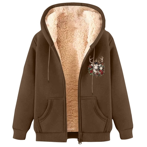 GA WEIHUA Saving,Men's Sherpa Lined Hooded Sweatshirt Zip Up Winter Warm Hoodie Comfy Hooded Fleece Thermal Jackets(Brown,XL)