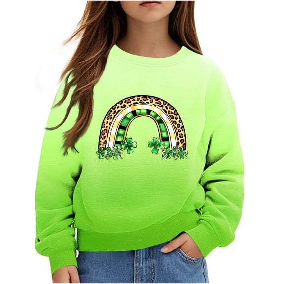 GA WEIHUA Saving,St Patricks Day Sweatshirt Toddler Girls Shamrock Sweater Notre Dame Shirts Kids Lucky Clover Top Irish Long Sleeve Pullover(Yellow,5 Years)