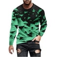 thumbnail image 1 of GA WEIHUA Saving,T Shirts for Men Graphic Long Sleeve Tops Funny 3D Digital Printing Shirts Sports Running Tees Slim Fit Crew Neck Pullover Tee Shirt(Green,XXL), 1 of 5