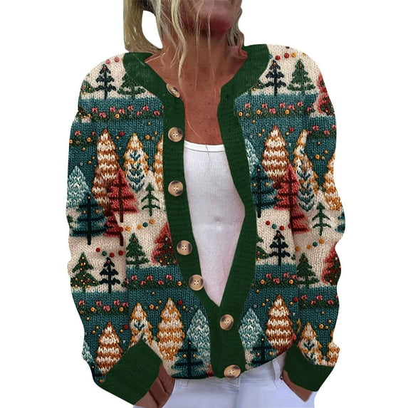 GA WEIHUA Saving,Ugly Christmas Sweater for Women Cute Xmas Santa Claus Cable Knit Sweaters Long Sleeve Open Front Cardigan Winter Button Down Coats Outerwear Jackets(Multicolor,XXXL)