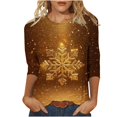 thumbnail image 1 of GA WEIHUA Saving,Women's Tops 3/4 Sleeve Round Neck Christmas Printed Tshirts Cute Tunic Loose Fit Pullover Blouses & Basic Tees(Gold,Large), 1 of 5