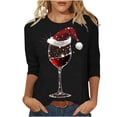 thumbnail image 1 of GA WEIHUA Savings Clearance 2024!Womens Vintage Christmas Shirts Wine Glass Graphic Tee Tops 2024 Casual Crewneck 3/4 Sleeve Tops Tees Blouses women shirts basic(Black,X-Large), 1 of 4