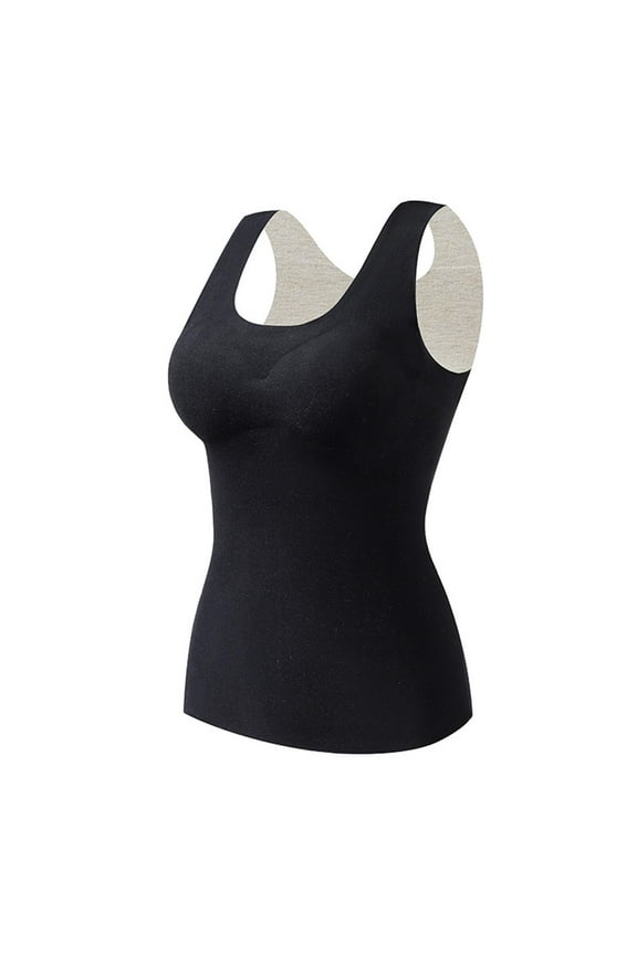 Tank Top with Built in Bra Women Tummy Control Shapewear Vest Camis Seamless Body Shaper Compression Top Slimming Undershirt(Black,XXL)