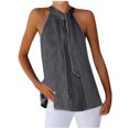 thumbnail image 1 of GA WEIHUA Women's Denim Halter Neck Tops Keyhole Back Tank Top Drawstring Tie Front Jean Camisole Summer Elegant Sleeveless Camis Shirts(Gray,XXL), 1 of 5