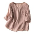 thumbnail image 1 of GA WEIHUA Women's Embroidered Blouse Lightweight Beach Shirts Breathable Athletic Tunic Tops Short Sleeve V Neck Travel Pullovers(Pink,L)Deals, 1 of 6