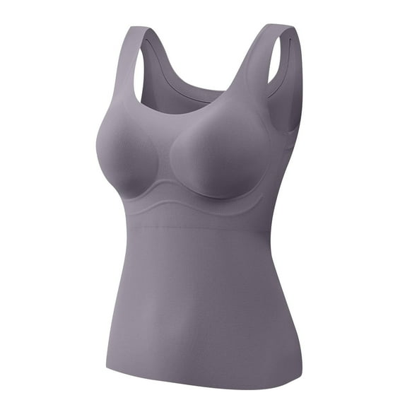 GA WEIHUA Women's Seamless Shapewear Tank Tops Padded Bra Shapewear Square Neck Camis Stretch Tummy Control Shaping Camisole Body Shaper Workout Top(Gray,M)