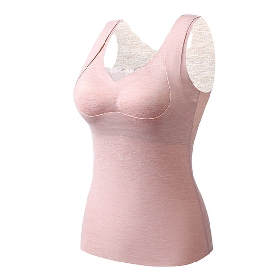 GA WEIHUA Women's Tummy Control Shapewear Tank Tops with Built in Bra Compression Padded Seamless Body Shaper Camisole Shirts(Pink,XL)