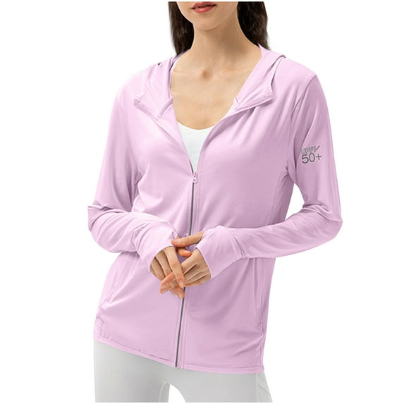 GA WEIHUA Women's UPF 50+ UV Sun Protection Hooded Jacket Full Zip Workout Shirts Long Sleeve Sun Hoodies Lightweight Long Sleeve Shirt Hiking Outdoor Athletic with Pocket,Purple,XL