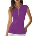 thumbnail image 1 of GA WEIHUA Womens Mesh Tank Tops High Neck Zipper Camisole Summer Slim Fit Workout Golf Polo Shirts Sleeveless Zip Up Tennis Running Tees(Purple,L)Clearance, 1 of 6