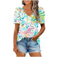 thumbnail image 1 of GA WEIHUA Womens Short Sleeve Tops Floral Boho Shirts Cute Daisy Graphic Summer T Shirts Crewneck Outfit V Neck Blouses Casual Tunic Tees(Green,XL), 1 of 5