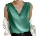thumbnail image 1 of GA WEIHUA Womens Silk Satin Tank Tops 2025 Dress V Neck Casual Cami Shirts Sleeveless Camisole Blouses Casual Summer Tanks T Shirts(Army Green,L), 1 of 4