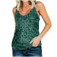 thumbnail image 1 of GA WEIHUA Womens Tank Tops,V Neck Sparkle Cami,Sleeveless Sexy Sequin Hlater Top,Casual Loose Cute Camisole,Spaghetti Strap Night Out Shirt(Green,XXL)Reduced, 1 of 9