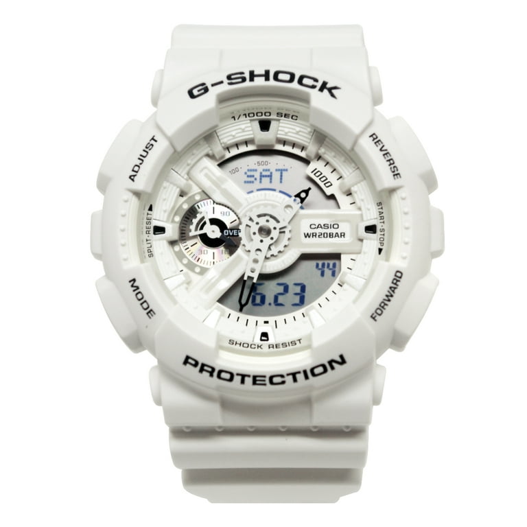 GA110MW-7A G-Shock Gray LCD Analog Digital Dial White Resin Band