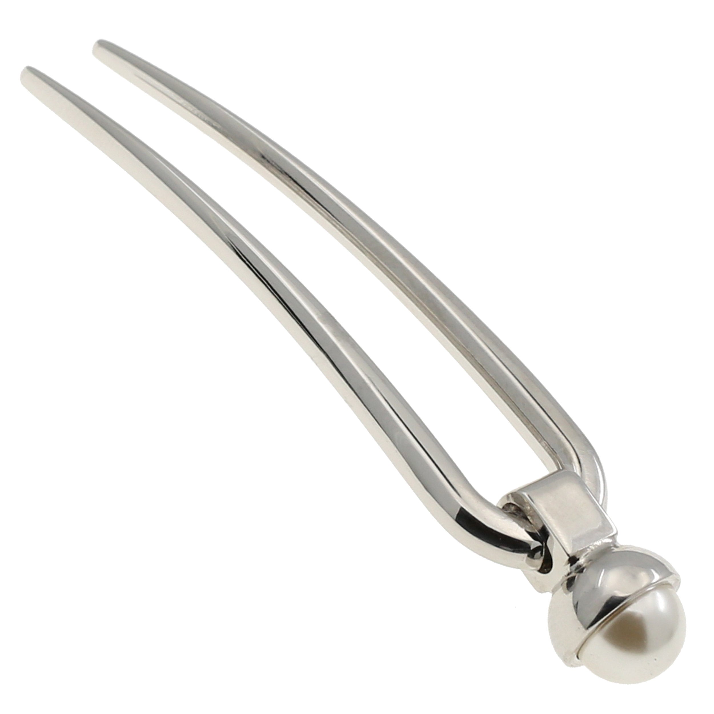 GA249 2.75 Inch Wedding Bridal Small U-Shape Hairpins Twist Stick Pins Silver with White Pearl