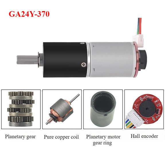 GA24Y-370 encoder planetary gear DC geared motor 12v24v6V24mm370 with encoder speed measuring code disk small brushed motor