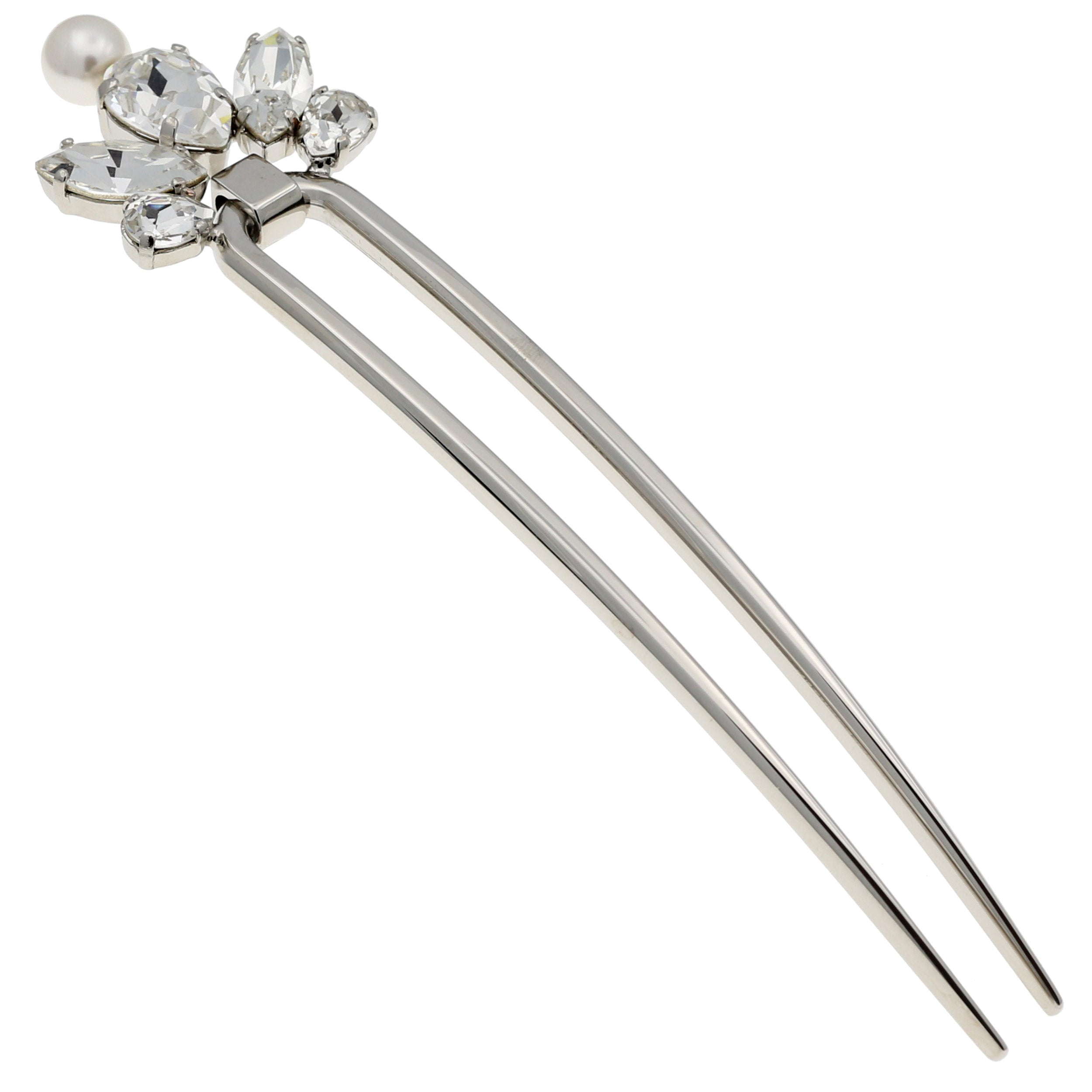GA261 4.75 Inch Wedding Bridal Large U-Shape Hairpins Twist Stick Pins Silver with Swarovski Crystals