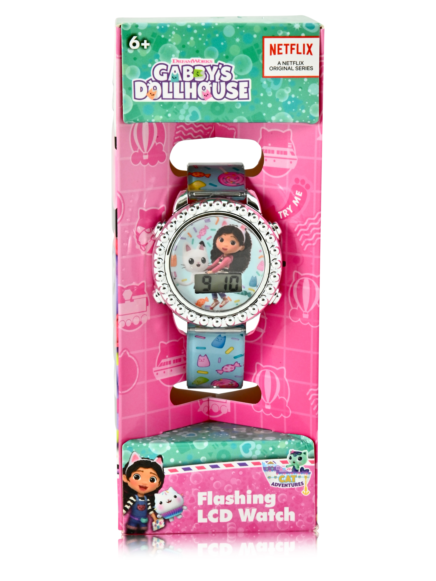 GAB4048WM Gabby Kids Molded Case Flashing Lights LCD Watch with Printed Strap - image 1 of 3