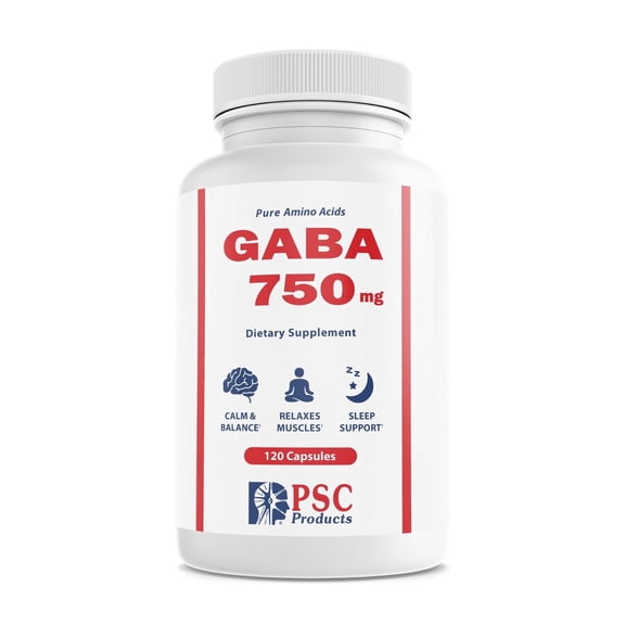 GABA 750 mg Relaxation & Stress Support Supplement, 60 Capsules