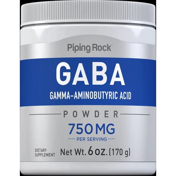 GABA Powder | 750 mg | 6 oz | Vegetarian Gamma-Aminobutyric Acid Supplement | by Piping Rock