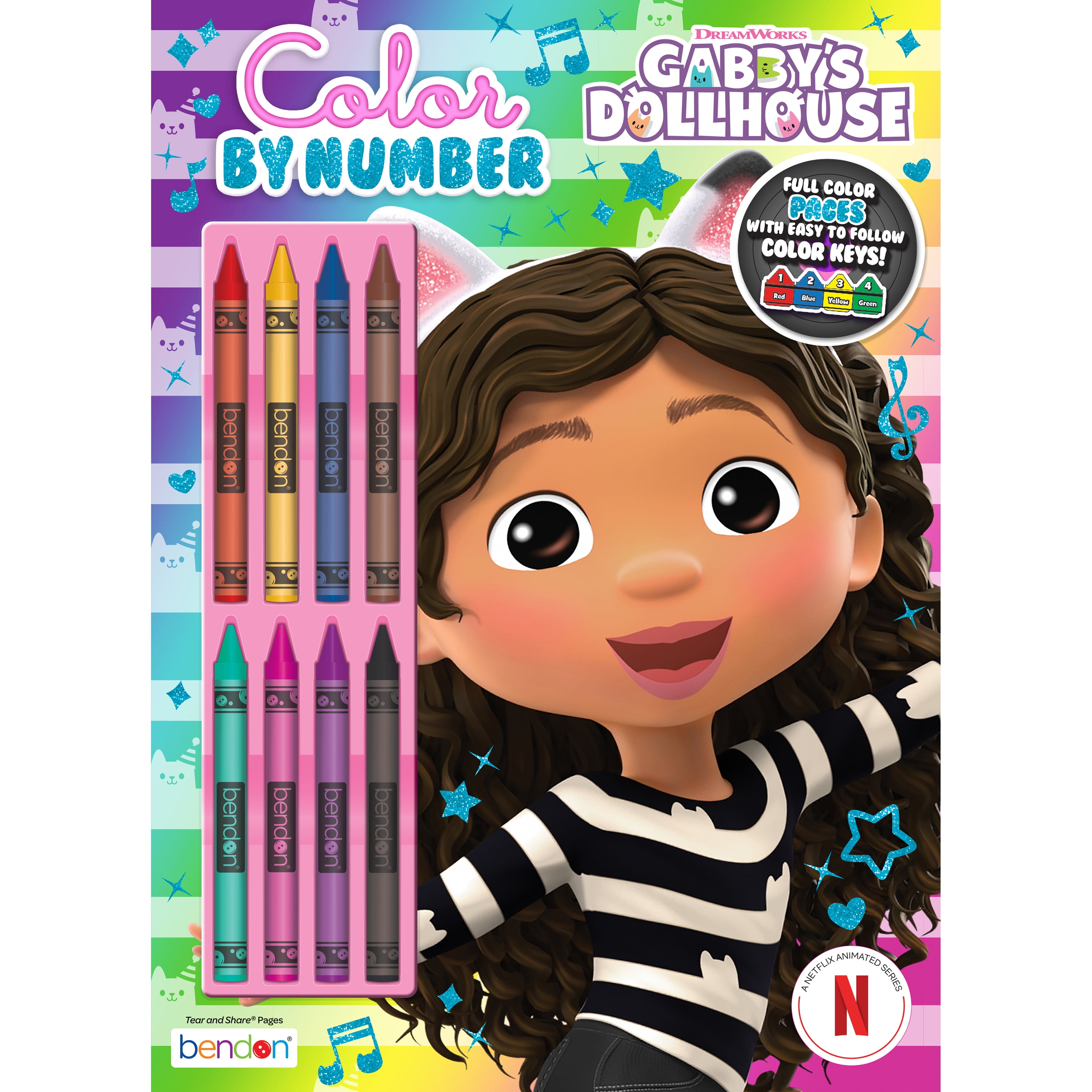 GABBY'S DOLLHOUSE COLOR BY NUMBER BOOK WITH 8 CRAYONS - Walmart.com
