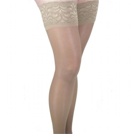 GABRIALLA Graduated Compression Thigh Highs - Sheer Lace Top with Silicone Band- Medium Compression 18-20 mmHg - X-Large