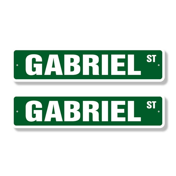 GABRIEL Classic Street Sign (2 Pack) Childrens Name Room Sign Road Sign | 4" X 18" Plastic Address Sign