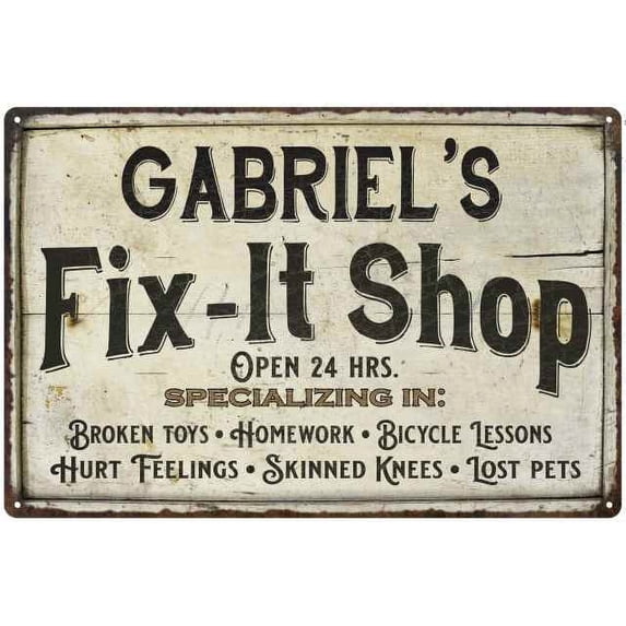GABRIEL'S Fix-It Shop Sign Grandpa Dad Wall Decor Gift 8x12 Metal 208120006223