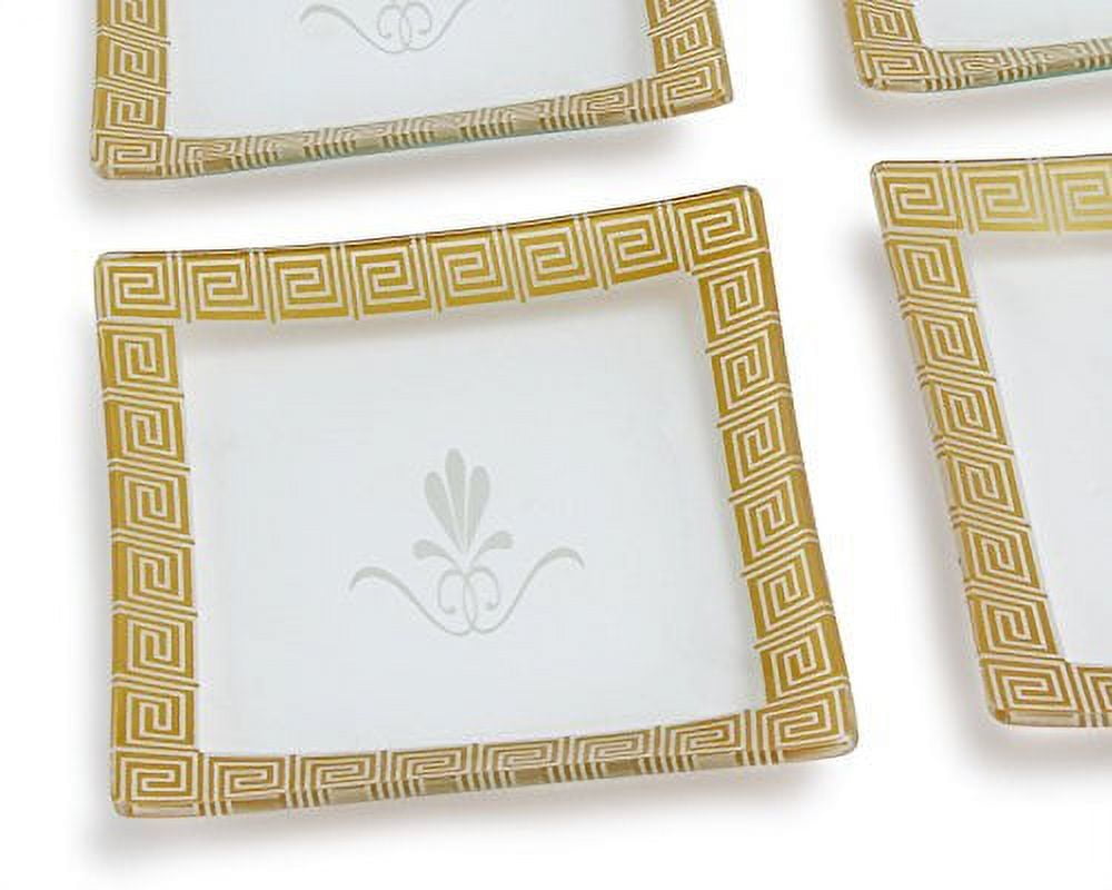 GAC Frosted Design Tempered Glass Dessert Plates Set of 4 Break and