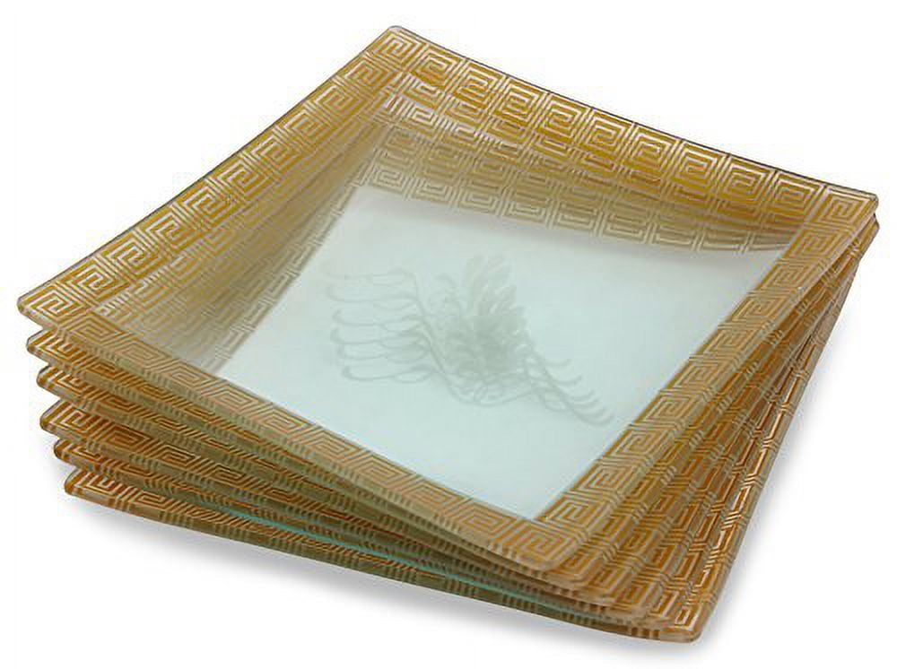 GAC Frosted Design Tempered Glass Lunch/Dinner Plates Set of 6 Break