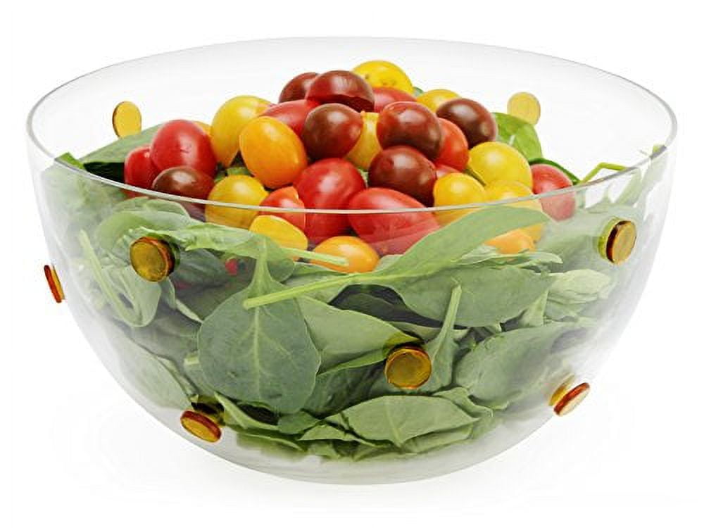 GAC Large Glass Serving Bowl, Round Salad/Fruit Bowl Designed with