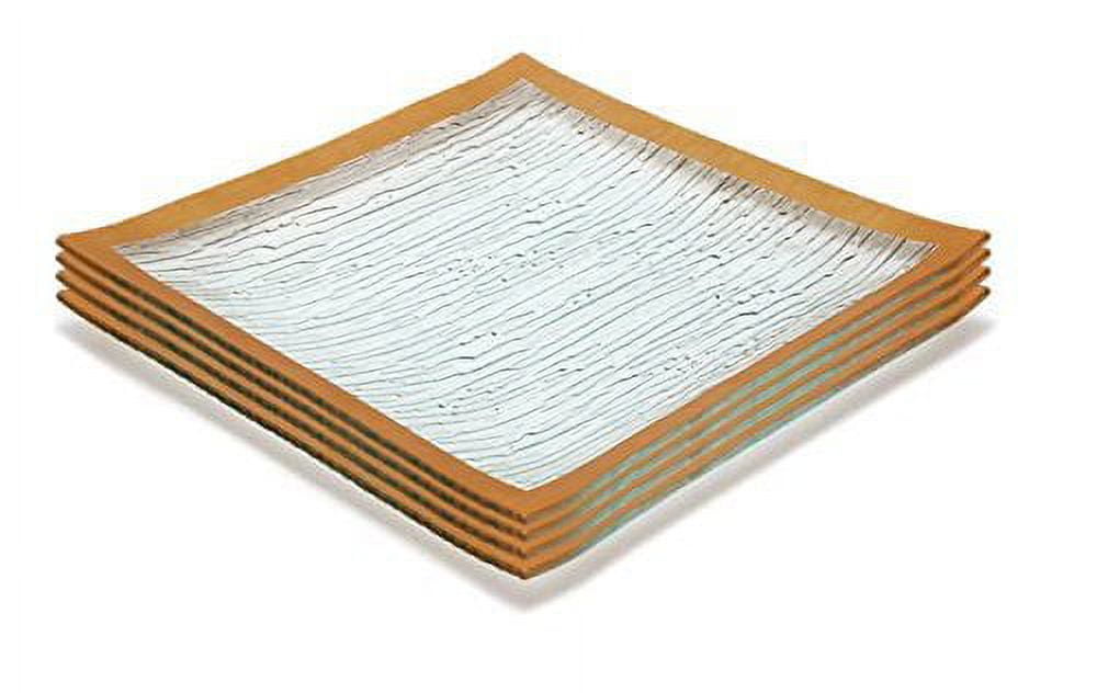 GAC Set of 4 Elegant Tempered Glass Dinner Plates Square Glass