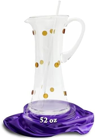 GAC Tall Glass Martini Pitcher with Spout – 52oz Clear Glass Cocktail Pitcher for Mixing – Elegant Durable Design for Drinks, Iced Tea, and Cocktails – Ideal Present
