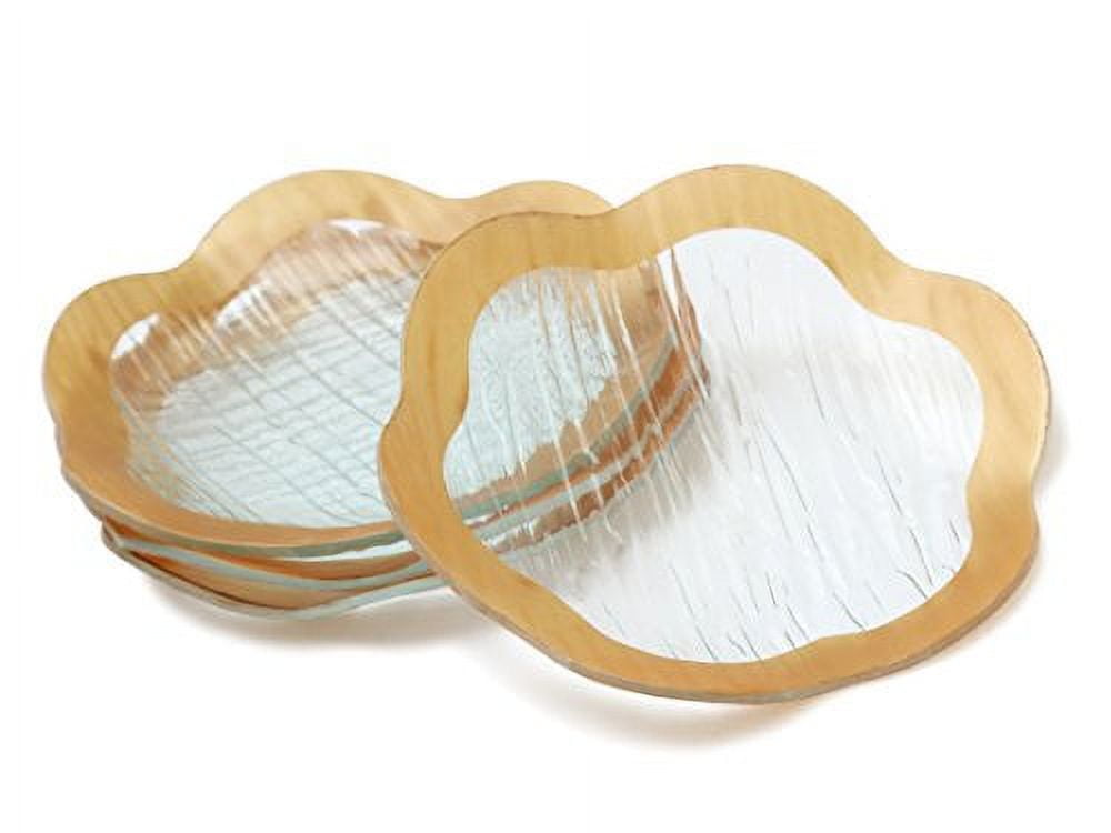 GAC Unique Designed 7.5 Inch Scalloped Tempered Glass Round Dessert