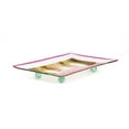thumbnail image 1 of GAC Unique Landscape Design Rectangular Tempered Glass Serving Tray on Glass Ball Legs – 10x14 Inch – Break and Chip Resistant – Attractive Pink Colored Serving Platter, 1 of 4