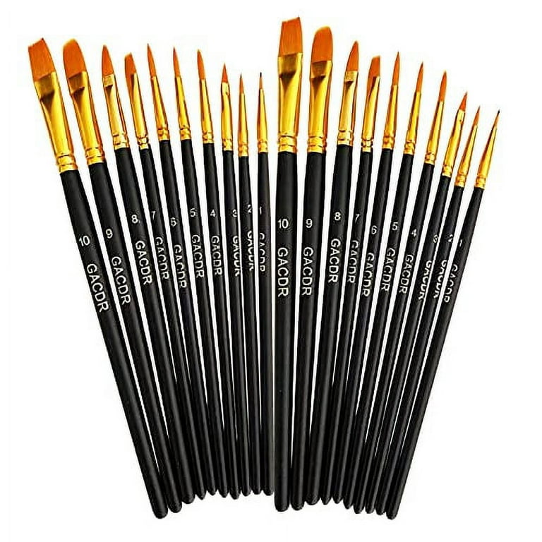 GACDR Acrylic Paint Brush Set, 20 Pieces Pointed-Round Paint Brushes for  Acrylic Painting Oil Watercolor Artist Paint Brush for Kids,Body Face Nail