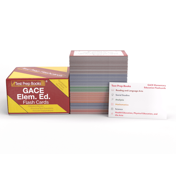 GACE Elementary Education Flashcards: GACE Elementary Education 001 and 002 Flash Card Study Guide with Practice Test Questions [Full Color Cards]