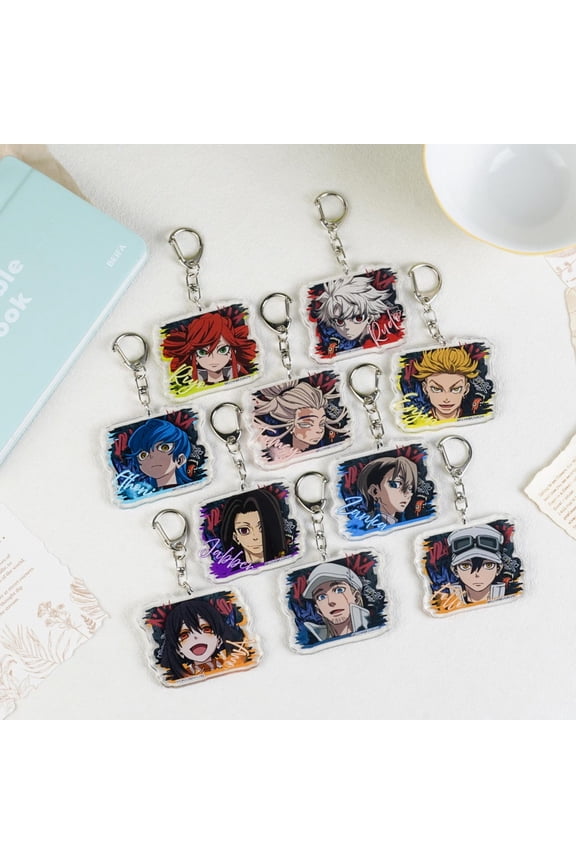 GACHIAKUTA Chibi Acrylic Keychain , 10PCS Gachiakuta Anime Key Charm, Rudo Engine Zanka Cute Keyring, Manga Gift for Anime Fans, random 1 pack
