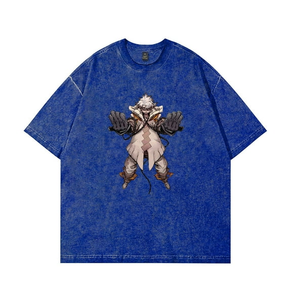 GACHIAKUTA cartoon T-shirt Retro washed design Cotton round neck short sleeve tops