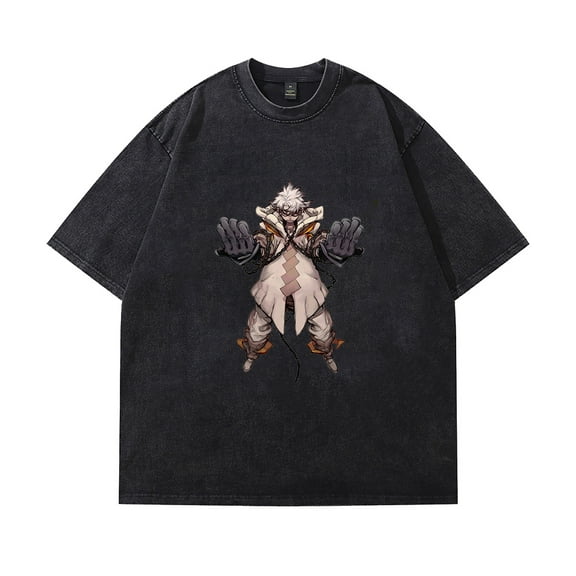 GACHIAKUTA cartoon T-shirt Retro washed design Cotton round neck short sleeve tops