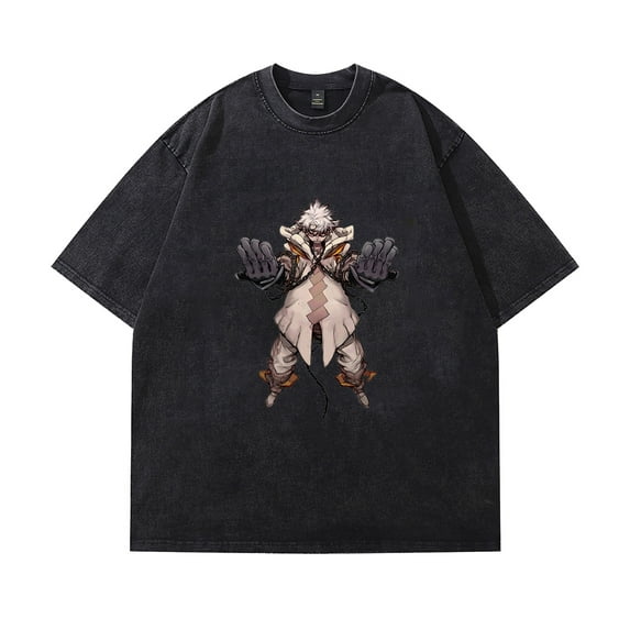 GACHIAKUTA cartoon T-shirt Retro washed design Cotton round neck short sleeve tops