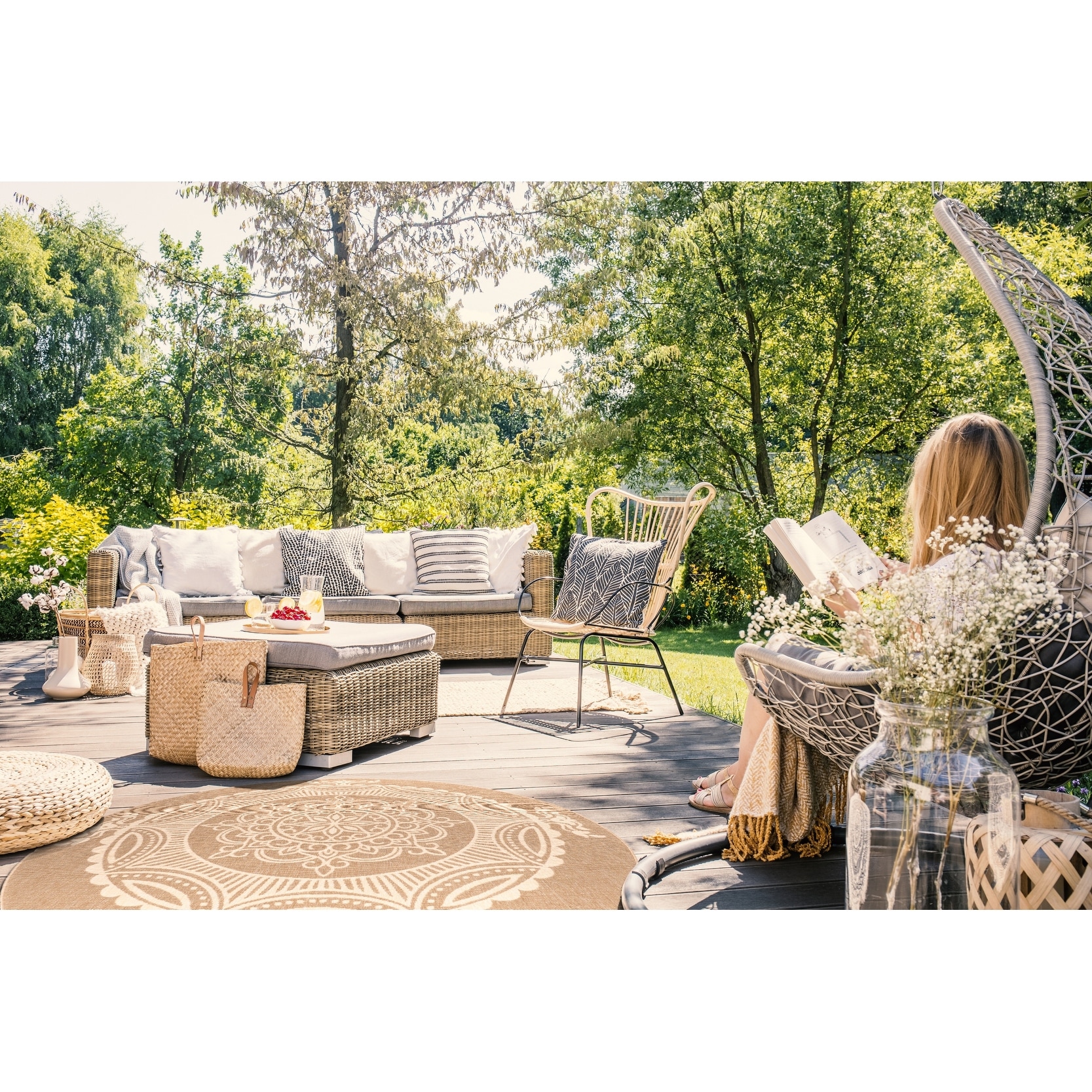 GAD Boston Dynamic Medallion Motif Premium Indoor Outdoor Area Rug ...