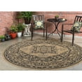 thumbnail image 1 of GAD - Classical Sisal-Inspired Indoor Outdoor Area Rug, Medallion, Bordered, Geometric Pattern, Fade and Stain Resistant 6'7"x 6'7" - Black-Natural, 1 of 5