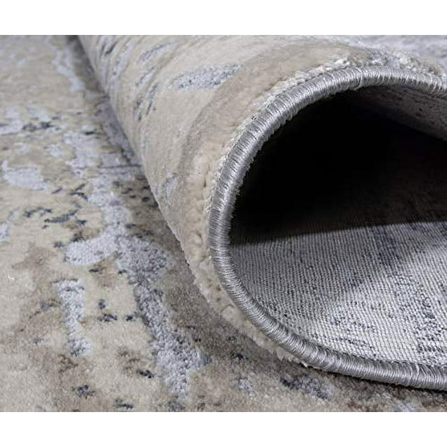 GAD Exclusive Sculpted Drop Stitch Modern Distressed Look Ultra Soft Pile Gray Beige Area Rug Living Room Rug - High Traffic Inside Rug - Stain & Fade Resistant (9' x 12'6")
