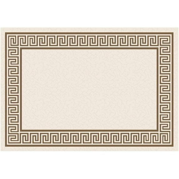 GAD Great American Distributors Premium Indoor/Outdoor Greek Key Design Rug (5'3" x 7'7") Beige & Light Brown Pattern Rug-Inside/Outside Stain & Fade Resistant Rug for The Patio, Porch, Deck or Lanai