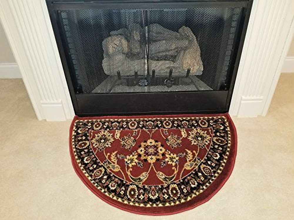 GAD Traditional Design Red Hearth Rug Fire Flame Resistant 2'2" x 3'3