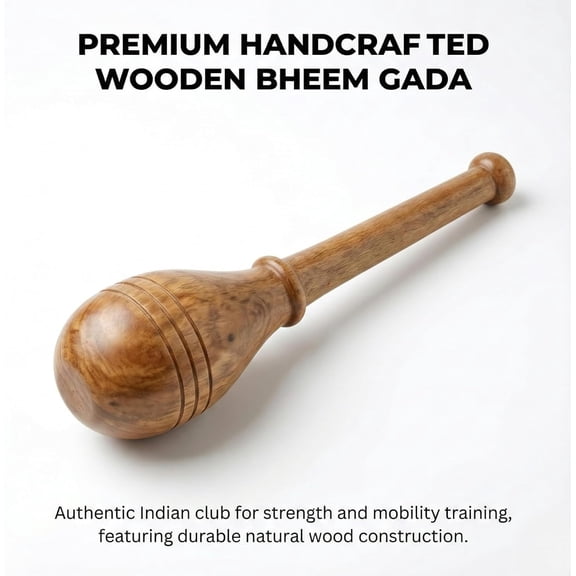 GADA FITNESS BAR INDIAN CLUB BHEEM MACE SHOULDER EQUIPMENT MEEL KARLA KATAI FITNESS DURABLE WOODEN EQUIPMENT (3 to 4 Kg.)